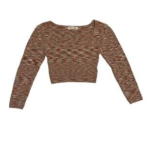 Urban Outfitters, Knit Crop Sweater L-Sleeve, Orange Teal, M